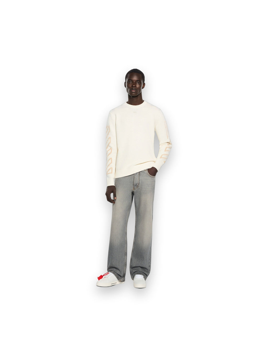 OFF-WHITE HALF ARROW SLIM RELAXED JEANS SUN FADED GREY