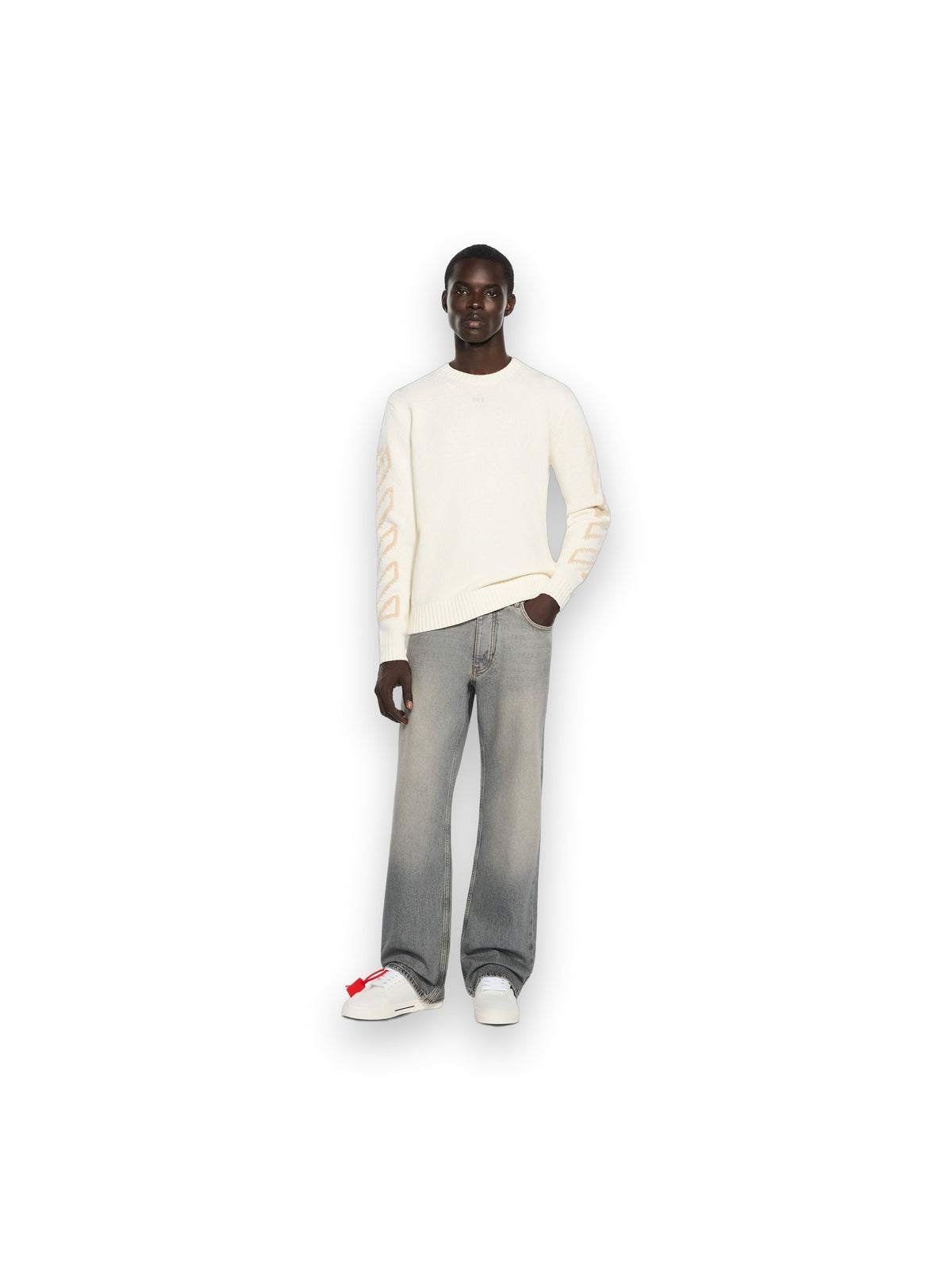 OFF-WHITE HALF ARROW SLIM RELAXED JEANS SUN FADED GREY