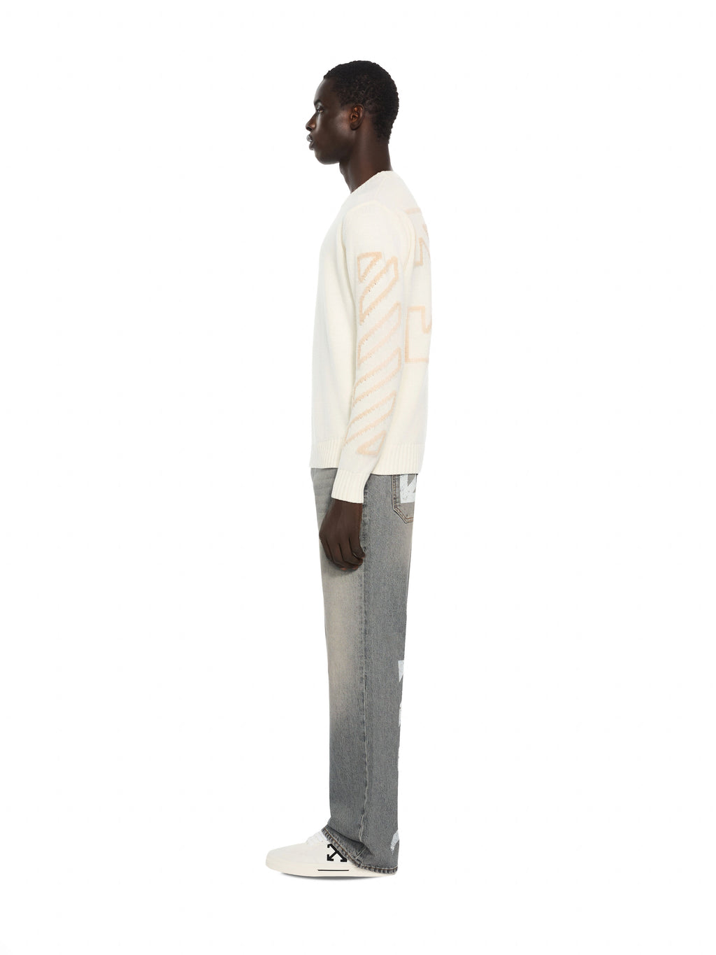 OFF-WHITE HALF ARROW SLIM RELAXED JEANS SUN FADED GREY — vista 3