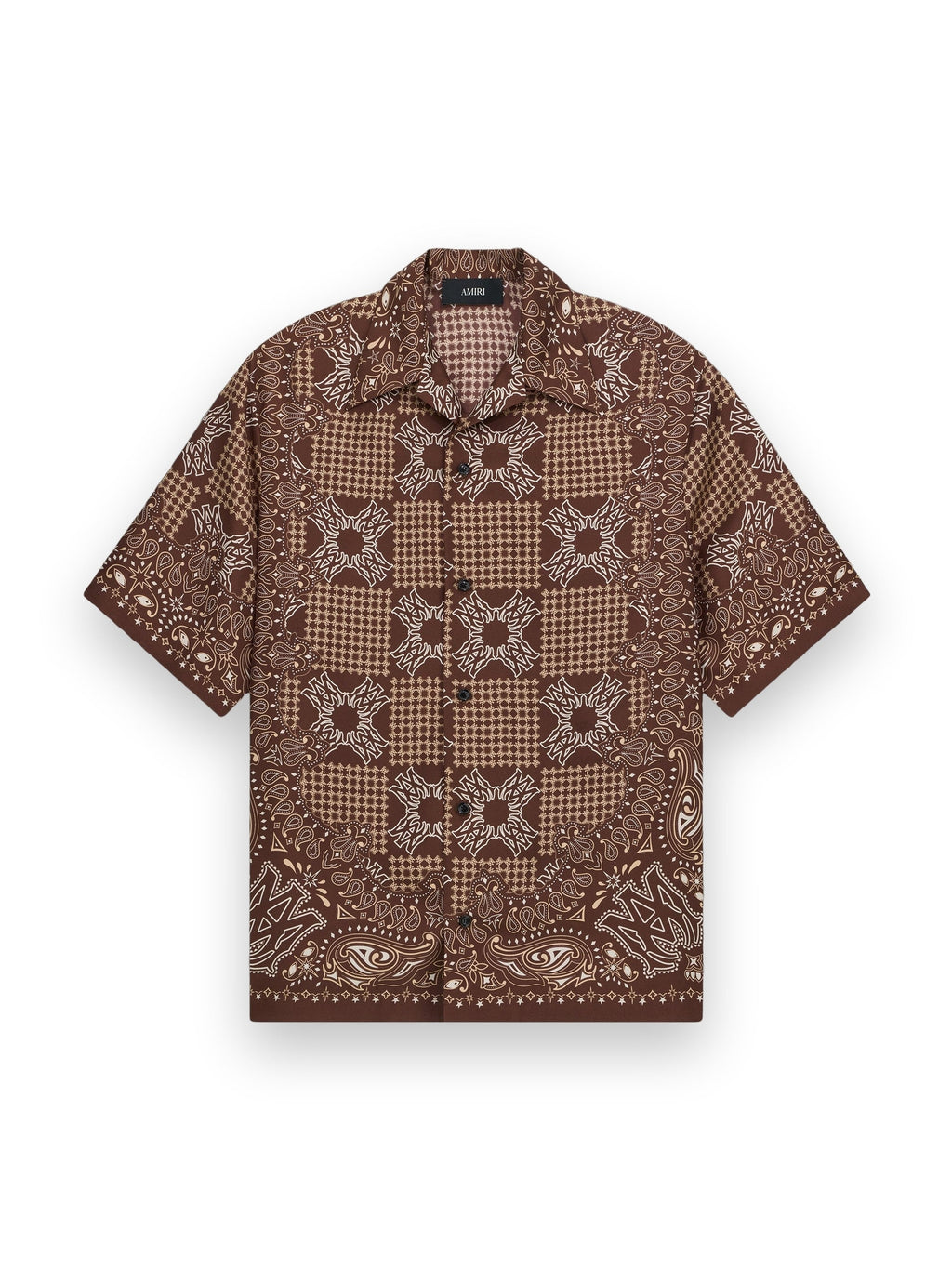 AMIRI MA CHECK CAMP SHIRT TOBACCO