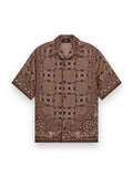 AMIRI MA CHECK CAMP SHIRT TOBACCO