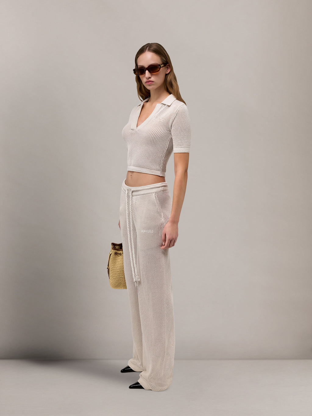 AMIRI AMIRI CROCHET MESH PANT ALABASTER — vista 3