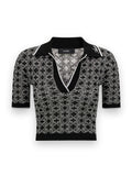 AMIRI MA QUAD KNIT SHORT SLEEVE POLO BLACK
