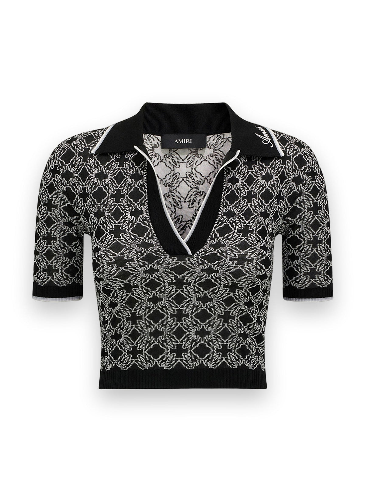 AMIRI MA QUAD KNIT SHORT SLEEVE POLO BLACK
