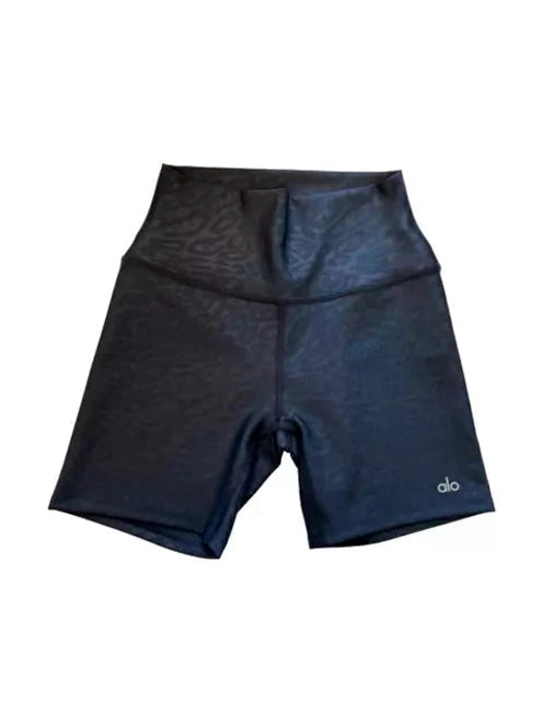 5" AIRLIFT HIGH-WAIST LEOPARD DEBOSSED BIKER SHORT BLACK ALO The Hype Company
