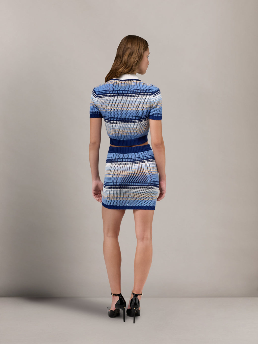 AMIRI SCRIPT STRIPE KNIT MINI SKIRT BLUE — vista 4
