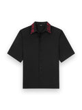 AMIRI REGULAR FIT FLORAL COLLAR SHIRT BLACK