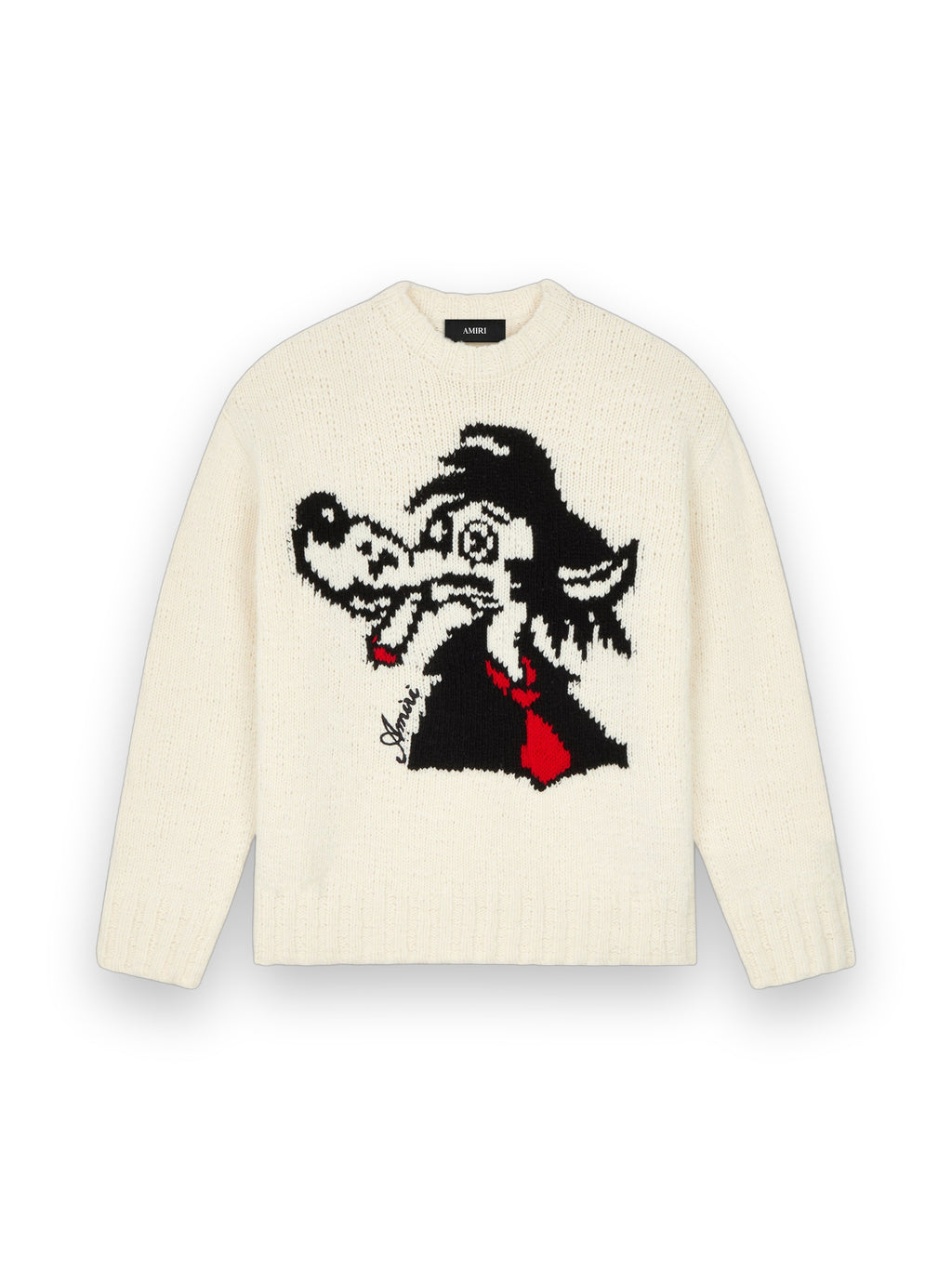 AMIRI SMOKING WOLF SWEATER ALABASTER