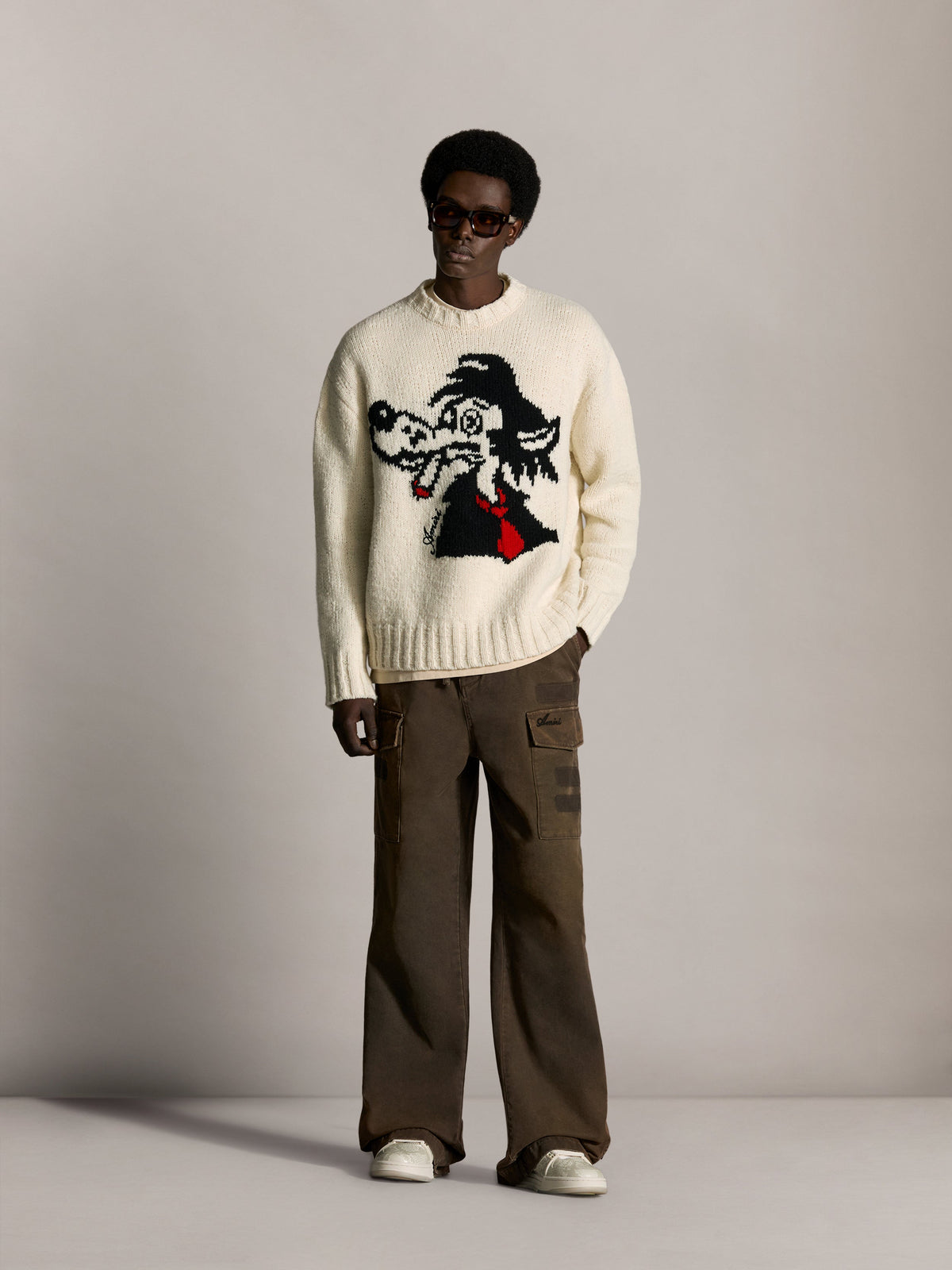 AMIRI SMOKING WOLF SWEATER ALABASTER — vista 2