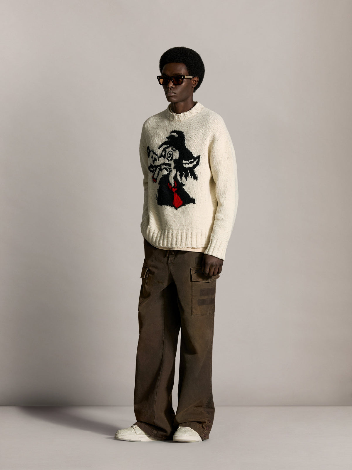 AMIRI SMOKING WOLF SWEATER ALABASTER — vista 3