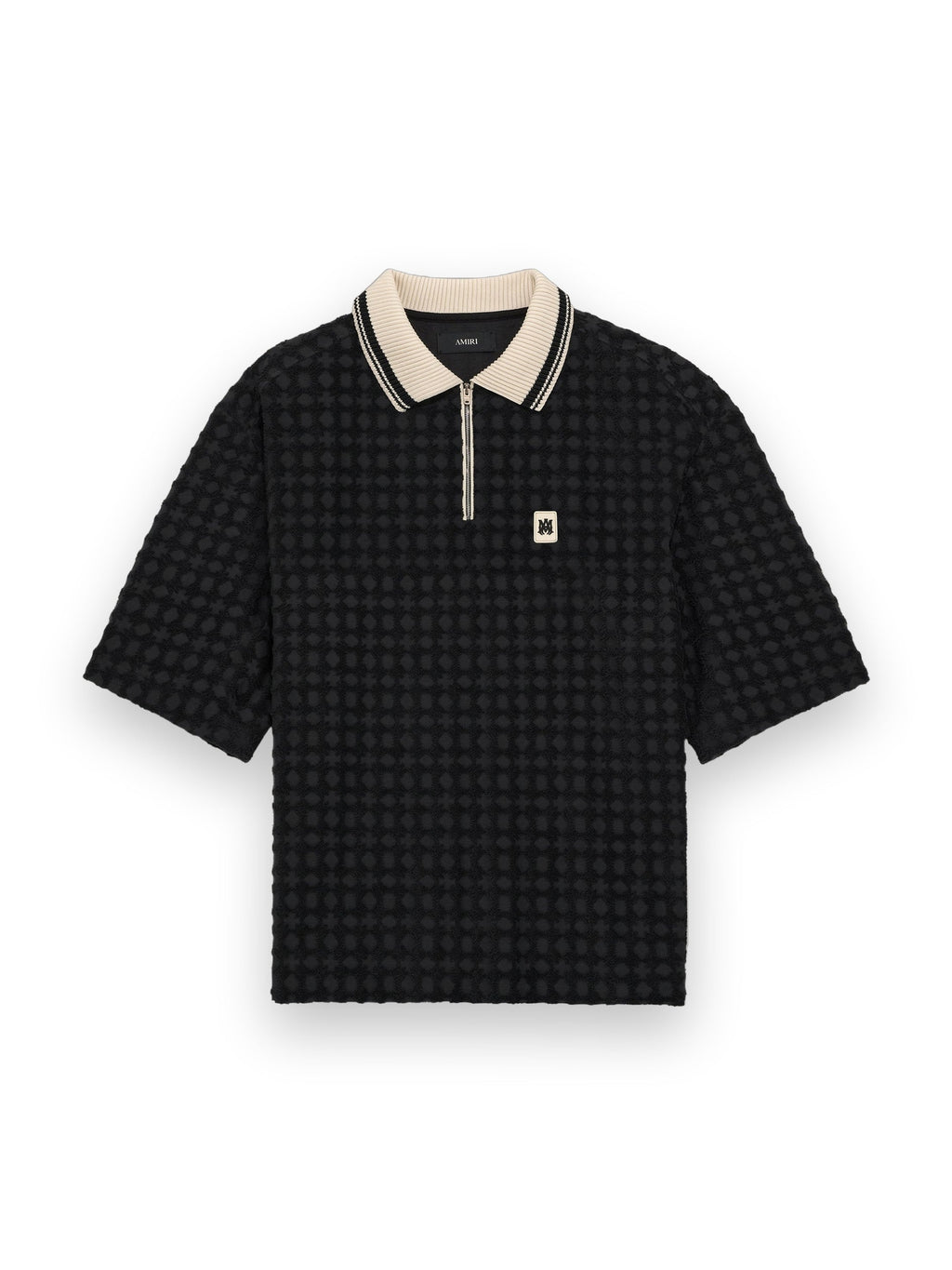 AMIRI MA QUAD ZIP TOWELING POLO BLACK