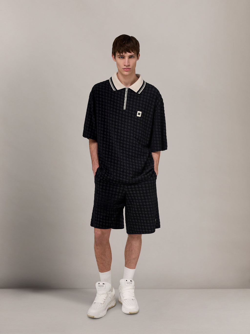 AMIRI MA QUAD ZIP TOWELING POLO BLACK — vista 3