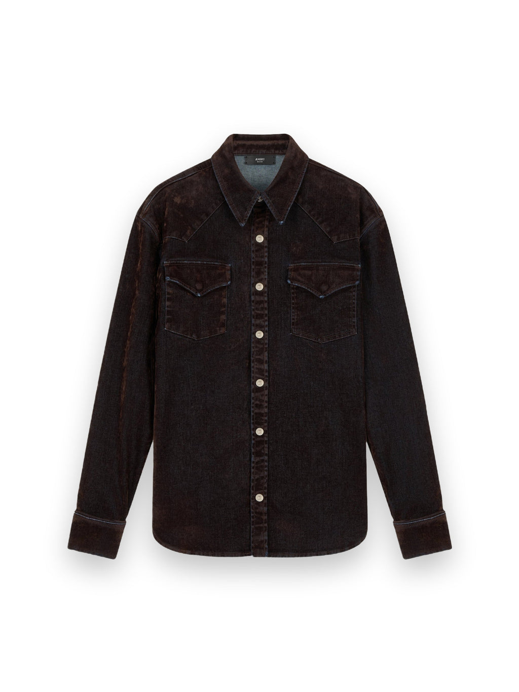AMIRI FLOCK LONG SLEEVE DENIM SHIRT HUSK