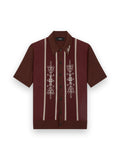 AMIRI MA PANELED KNIT SHIRT BRICK