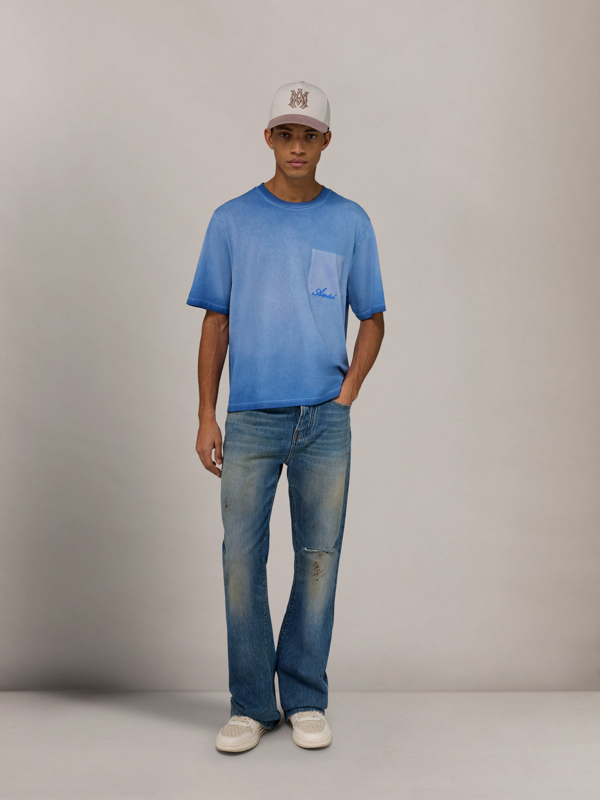 AMIRI FADED POCKET BOX TEE SAPPHIRE — vista 2