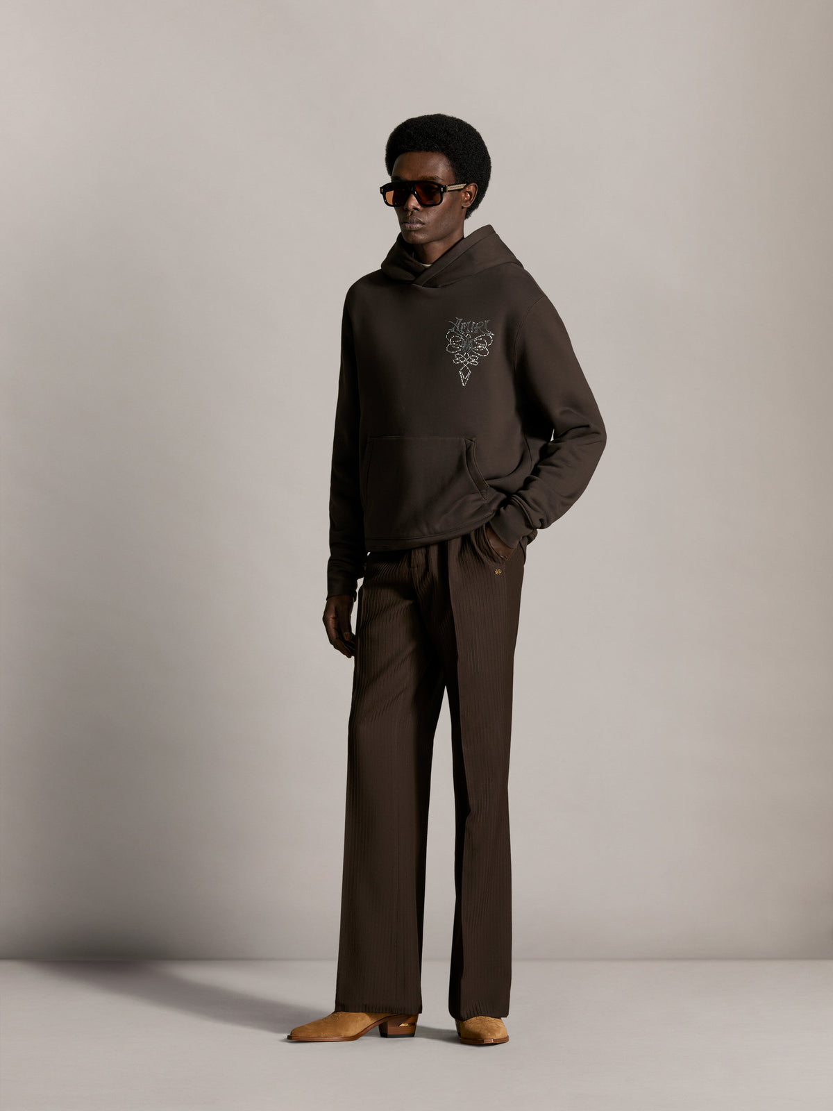 AMIRI LASSO CRYSTAL HOODIE HUSK — vista 3