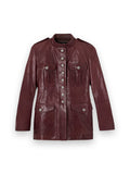 AMIRI LEATHER OFFICER JACKET BRICK