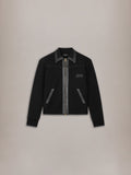AMIRI LEATHER TRIM ZIPPED BLOUSON BLACK