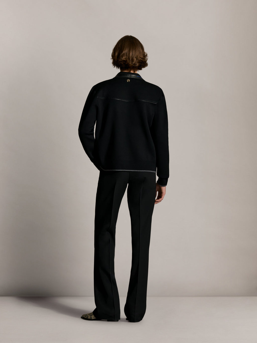 AMIRI LEATHER TRIM ZIPPED BLOUSON BLACK — vista 4