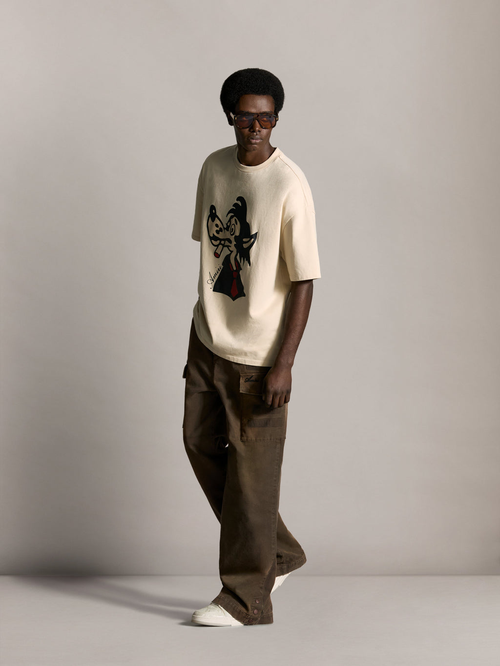 AMIRI SMOKING WOLF OVERSIZED TEE ALABASTER — vista 3