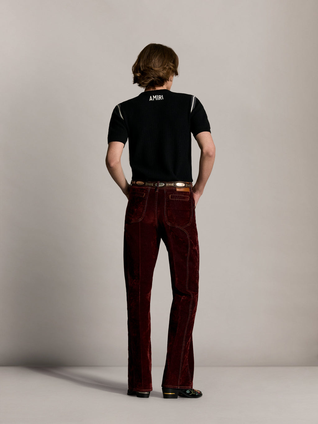AMIRI VINTAGE CUT FLOCK DENIM JEAN BRICK — vista 4