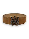 AMIRI MA SUEDE 4CM BELT COGNAC GOLD
