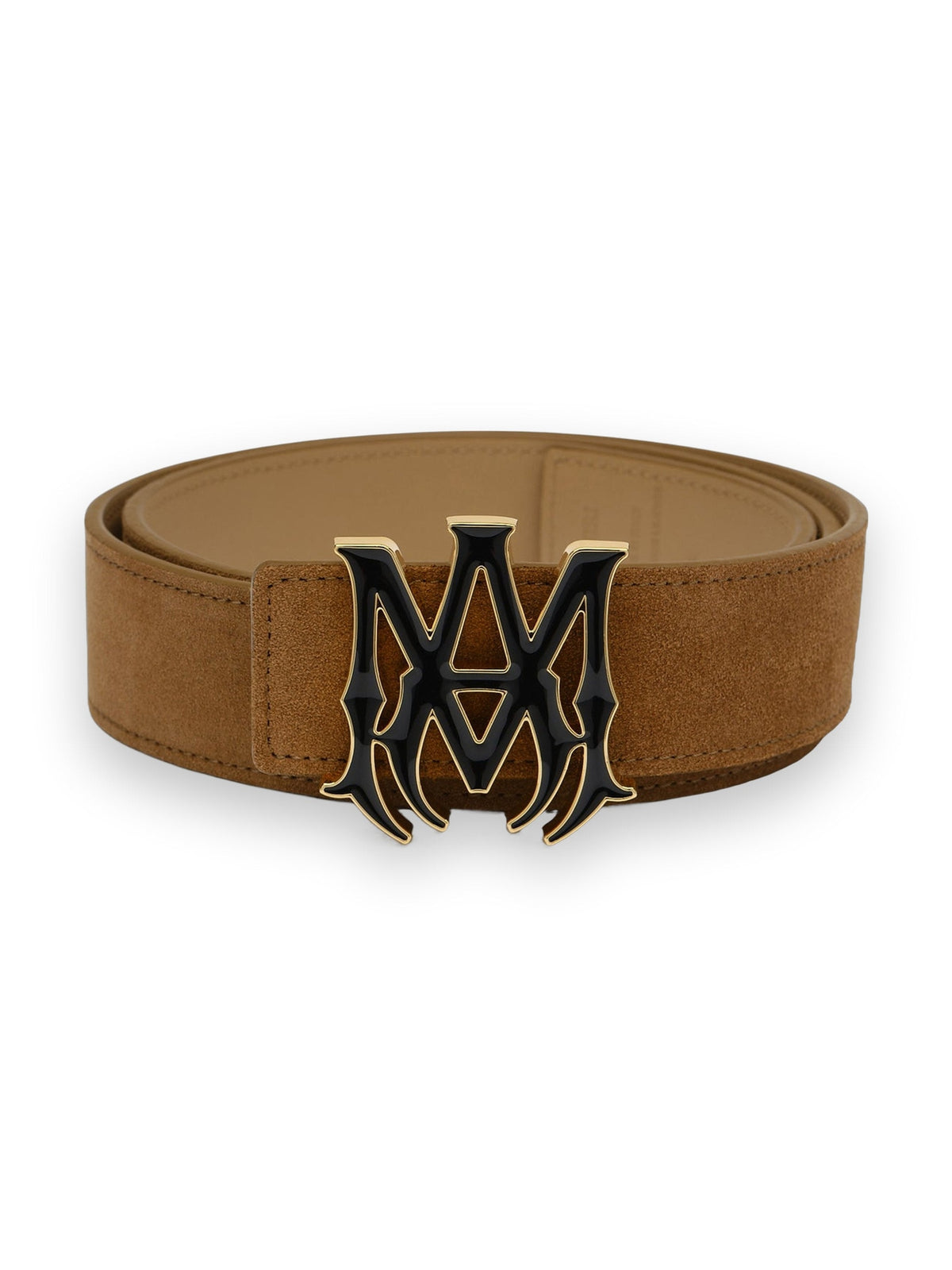 AMIRI MA SUEDE 4CM BELT COGNAC GOLD