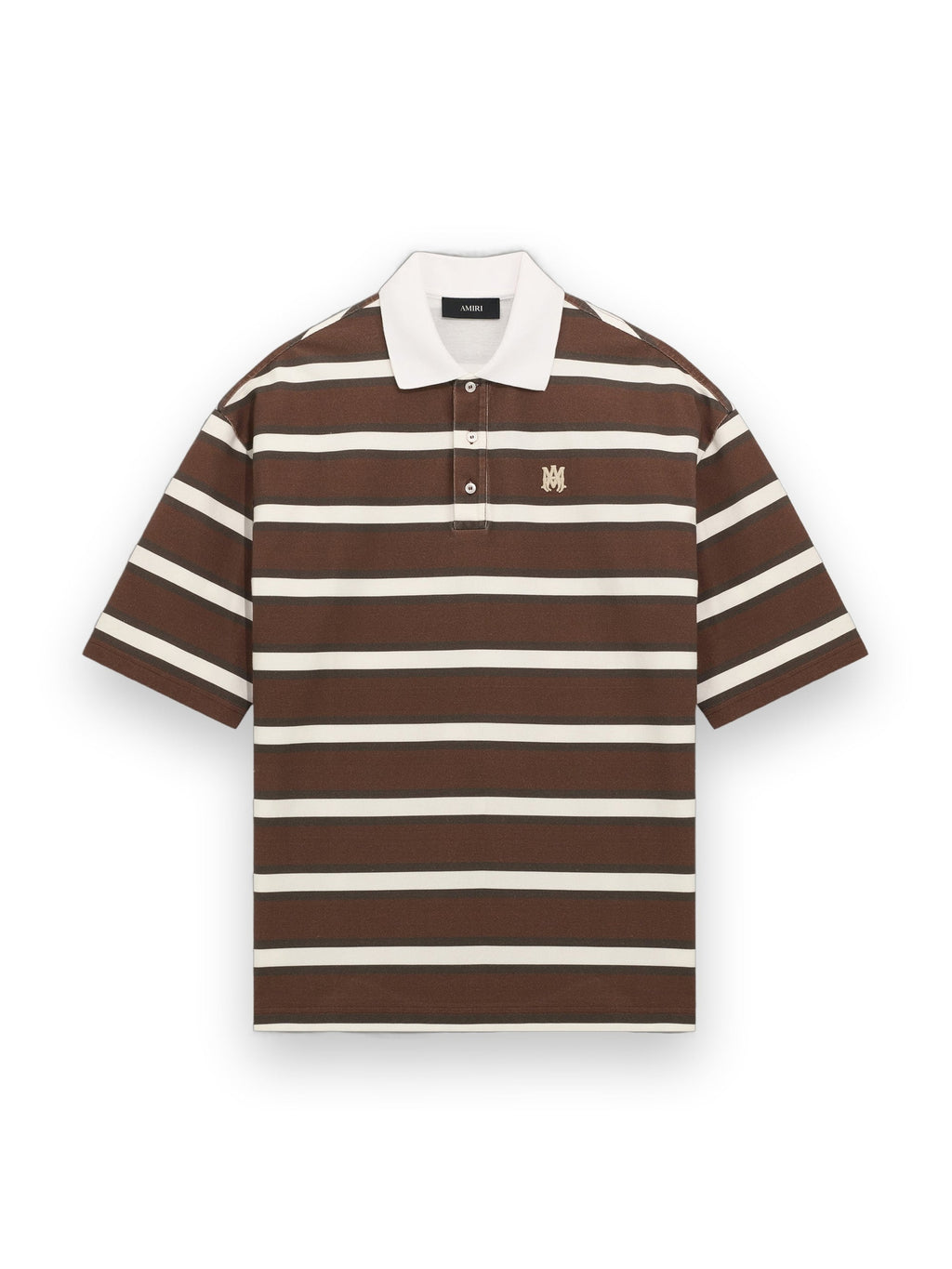 AMIRI MA STRIPED OVERSIZED POLO TOBACCO