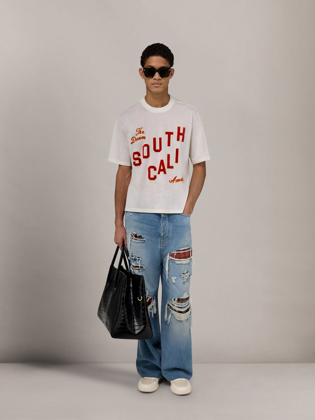AMIRI FLANNEL REPAIR BAGGY JEAN SURFRIDER INDIGO — vista 2