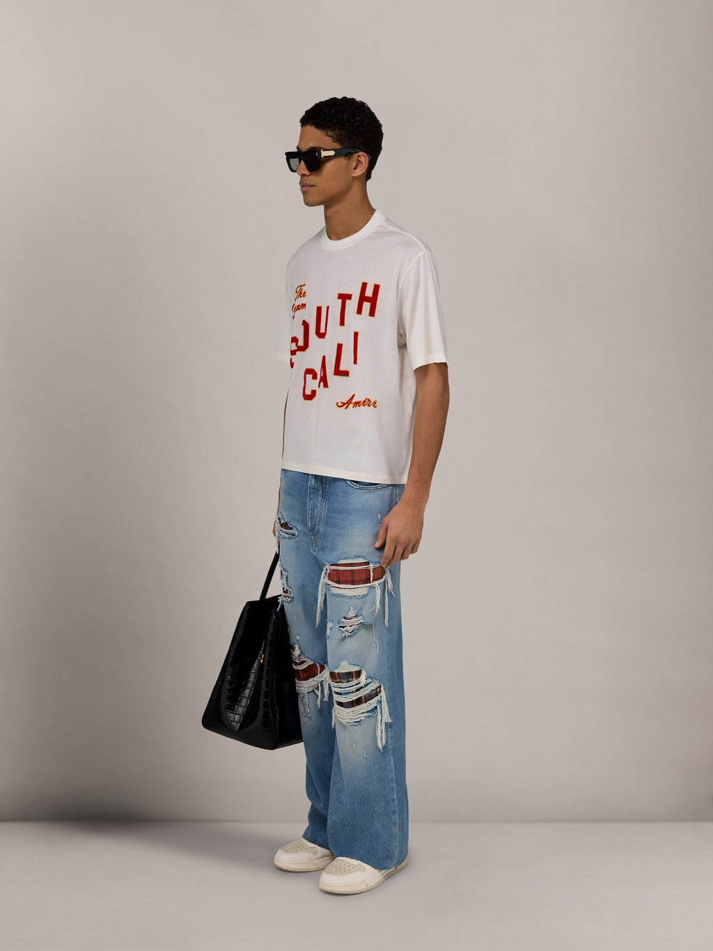 AMIRI FLANNEL REPAIR BAGGY JEAN SURFRIDER INDIGO — vista 3