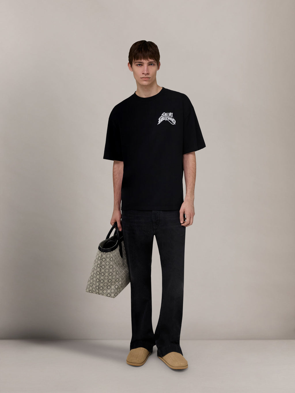 AMIRI HOLLYWOOD LIGHTWEIGHT JERSEY SKATE TEE BLACK — vista 2