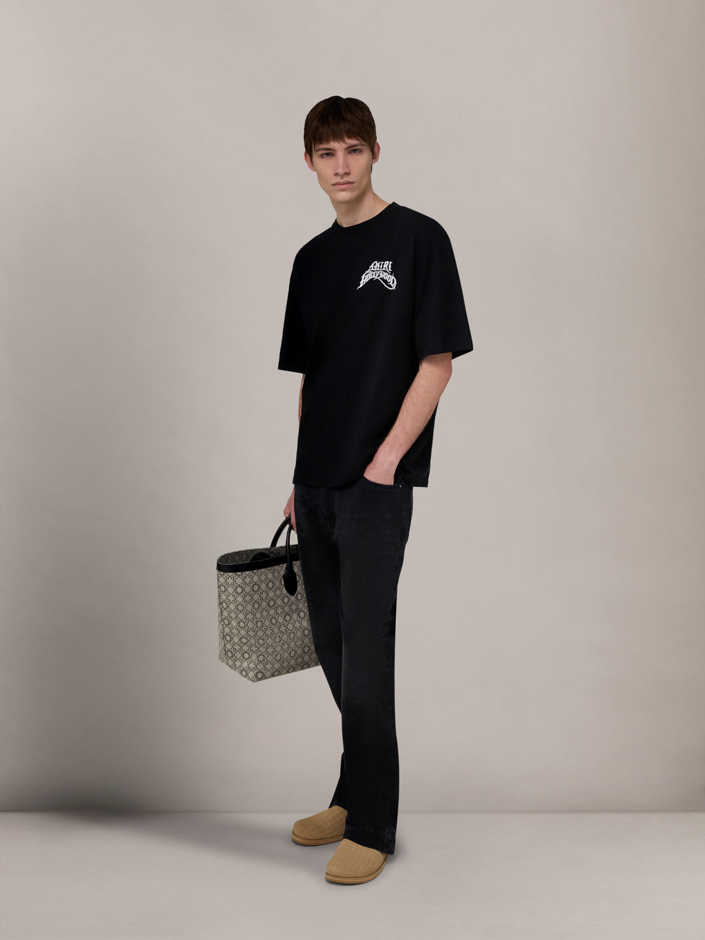 AMIRI HOLLYWOOD LIGHTWEIGHT JERSEY SKATE TEE BLACK — vista 3