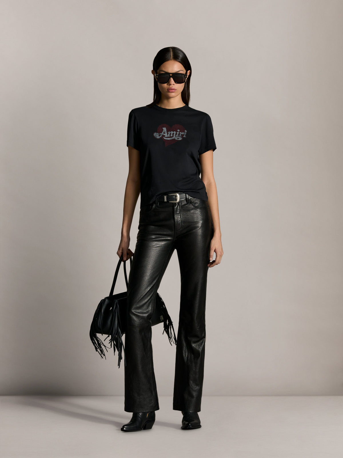 AMIRI VINTAGE CUT LEATHER PANT BLACK — vista 2
