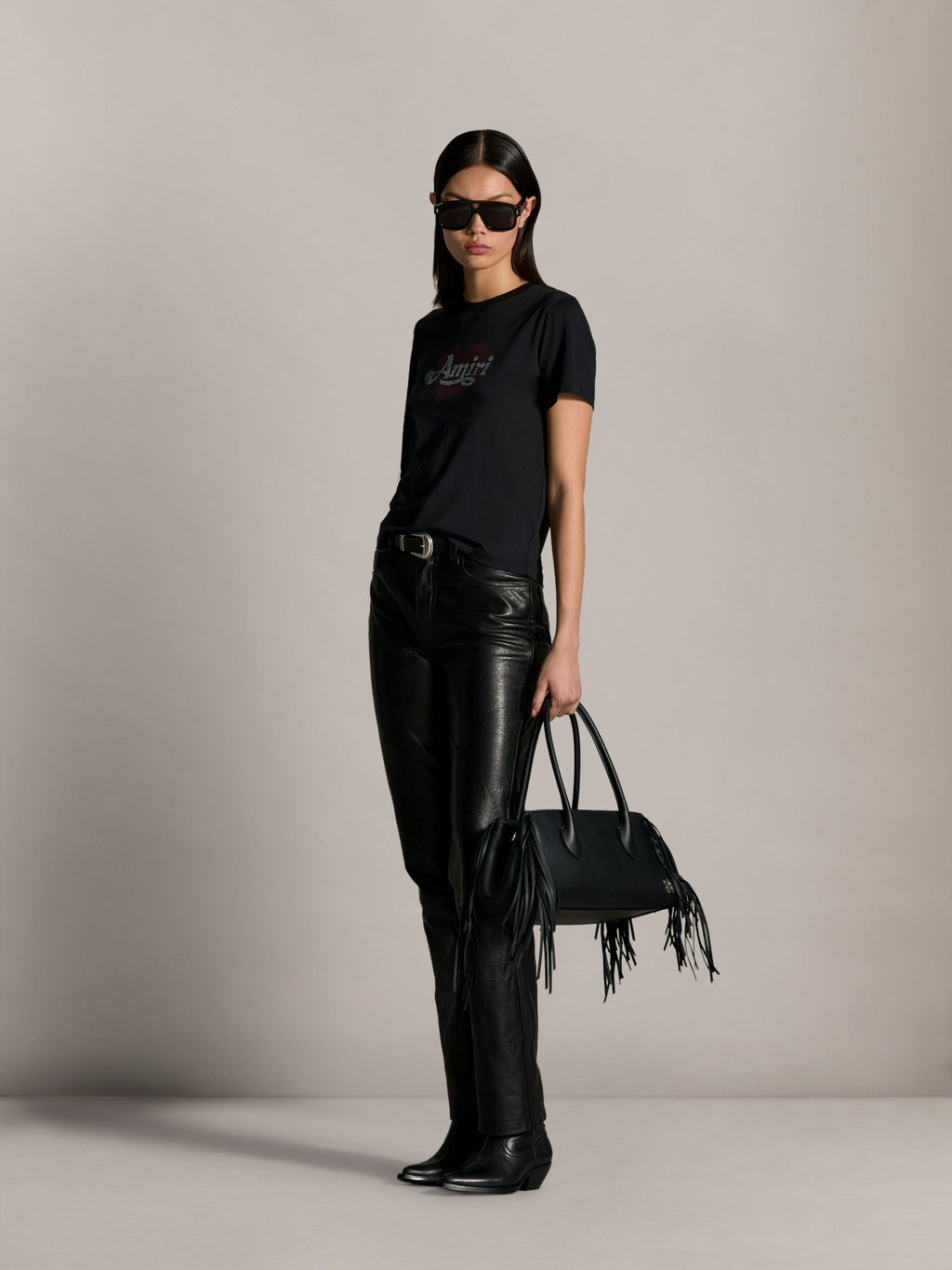 AMIRI VINTAGE CUT LEATHER PANT BLACK — vista 3