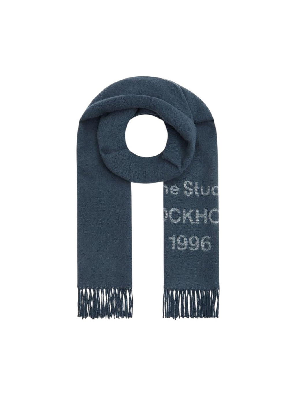 ACNE STUDIOS FADED INDIGO WIDE WOOL SCARF