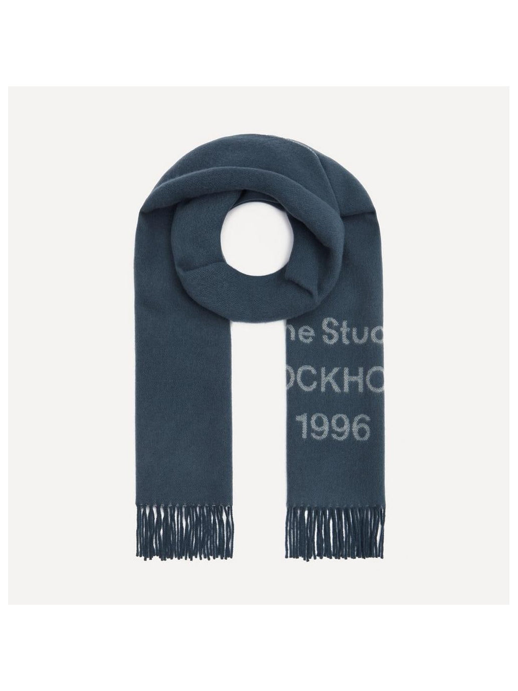 ACNE STUDIOS FADED INDIGO WIDE WOOL SCARF