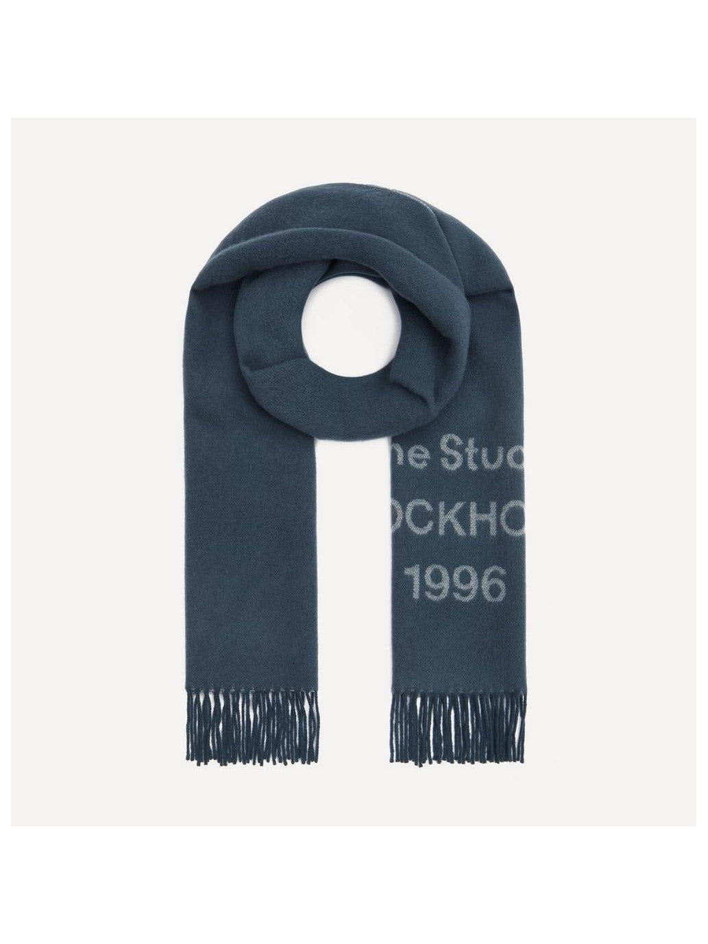 ACNE STUDIOS FADED INDIGO WIDE WOOL SCARF