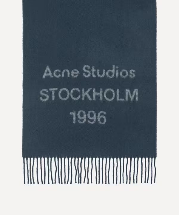 ACNE STUDIOS FADED INDIGO WIDE WOOL SCARF
