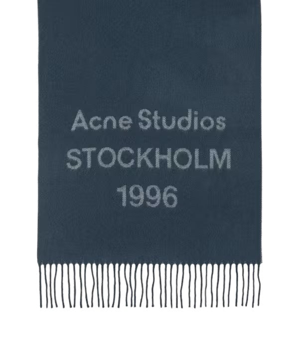 ACNE STUDIOS FADED INDIGO WIDE WOOL SCARF