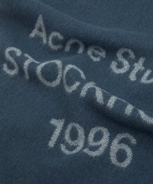 ACNE STUDIOS FADED INDIGO WIDE WOOL SCARF