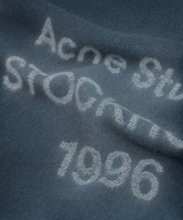 ACNE STUDIOS FADED INDIGO WIDE WOOL SCARF