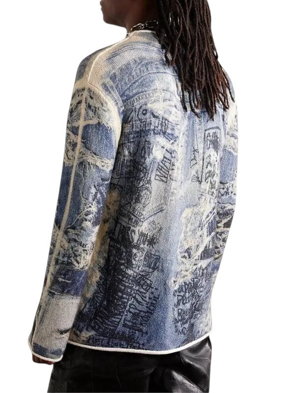 ACNE STUDIOS KARVIAN TROMPE L'OEIL SWEATER BLUE