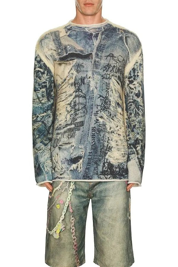 ACNE STUDIOS KARVIAN TROMPE L'OEIL SWEATER BLUE