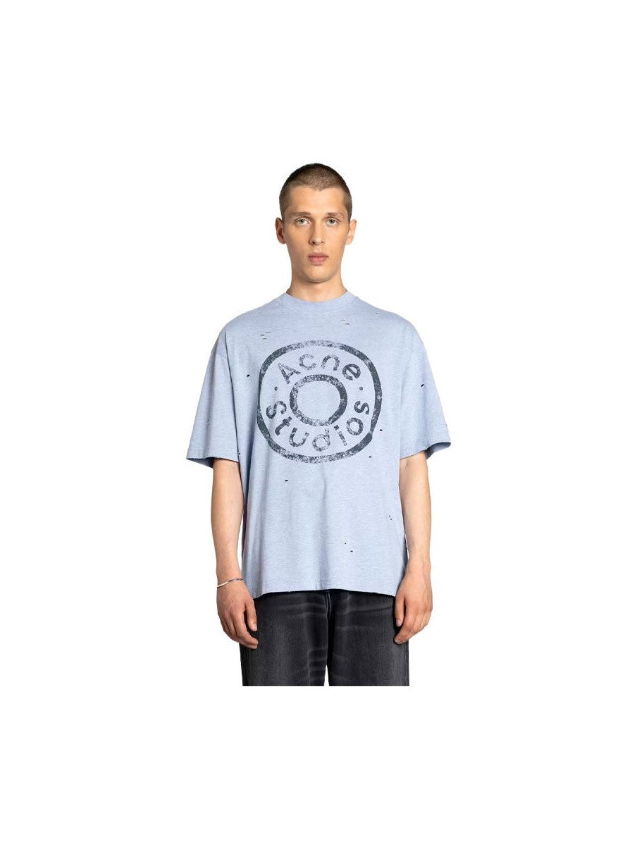 ACNE STUDIOS LOGO BLUE MELANGE T SHIRT ACNE STUDIOS The Hype Company