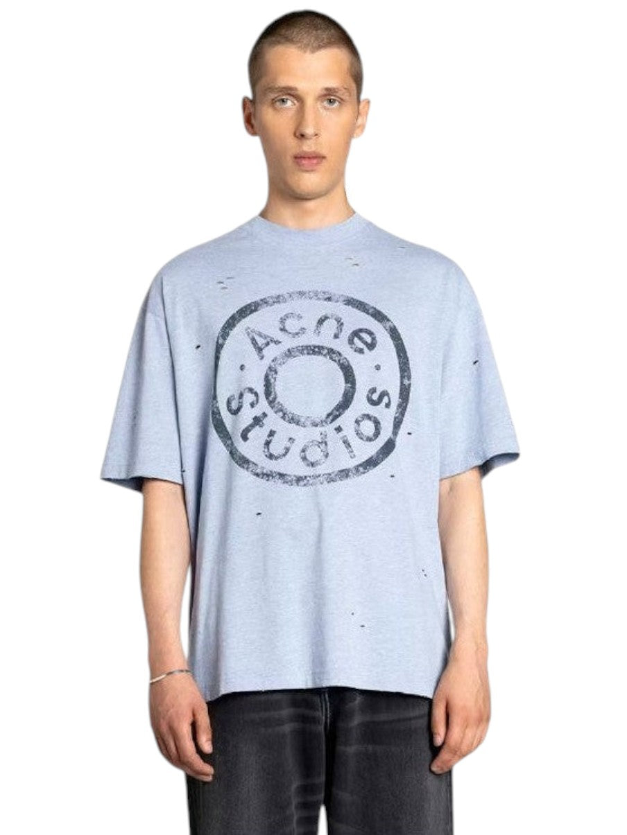 ACNE STUDIOS LOGO BLUE MELANGE T SHIRT ACNE STUDIOS The Hype Company