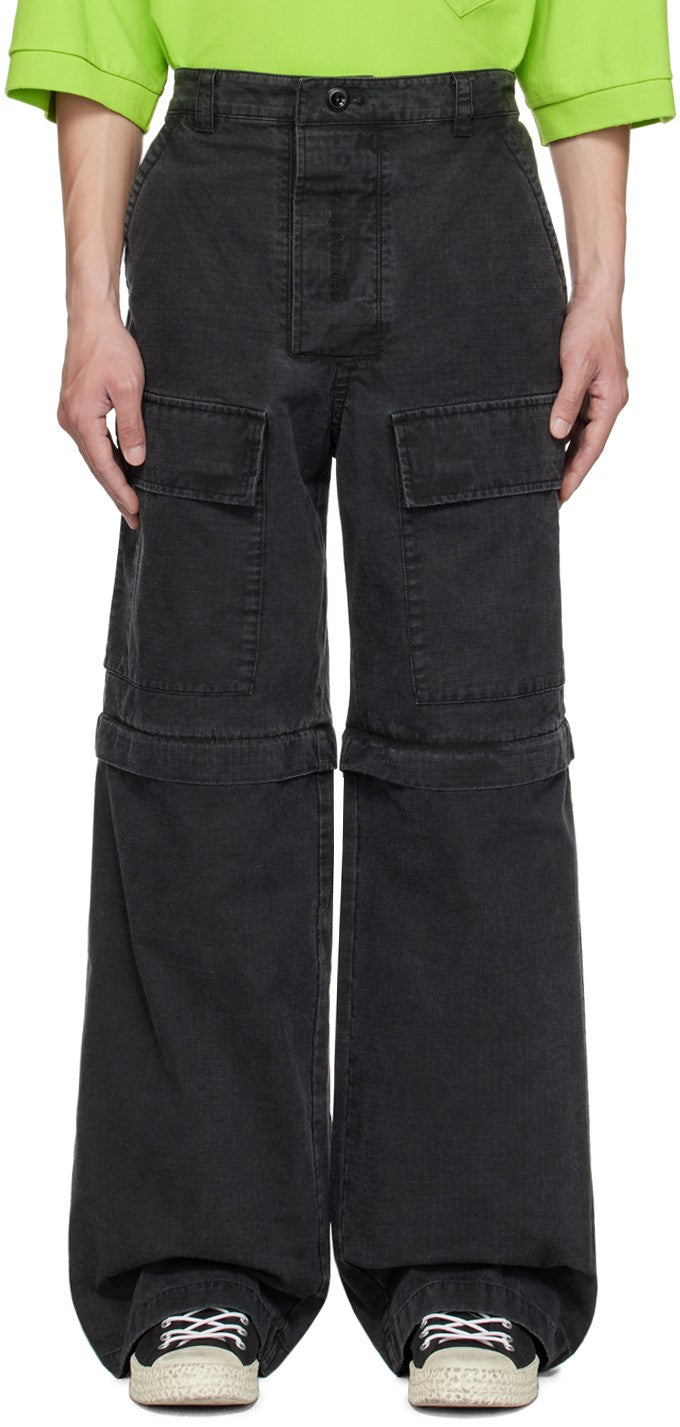 ACNE STUDIOS RIPSTOP CONVERTIBLE CARGO PANTS BLACK