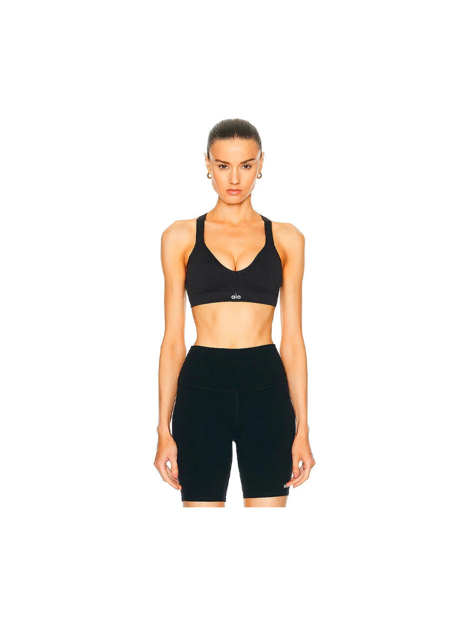 ALO SEAMLESS RIBBED FAVORITE SHORT BLACK ALO The Hype Company