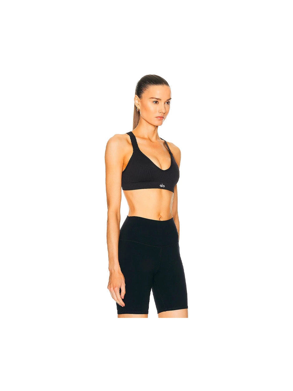 ALO SEAMLESS RIBBED FAVORITE SHORT BLACK ALO The Hype Company
