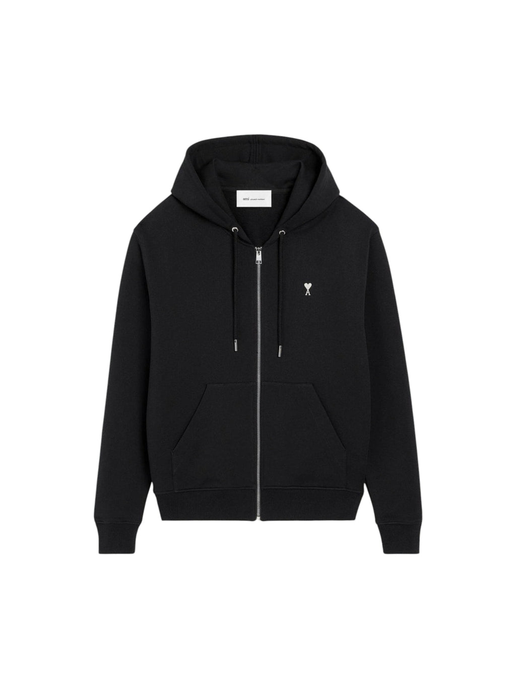 AMI PARIS BLACK COTTON AMI DE COEUR ZIPPED HOODIE