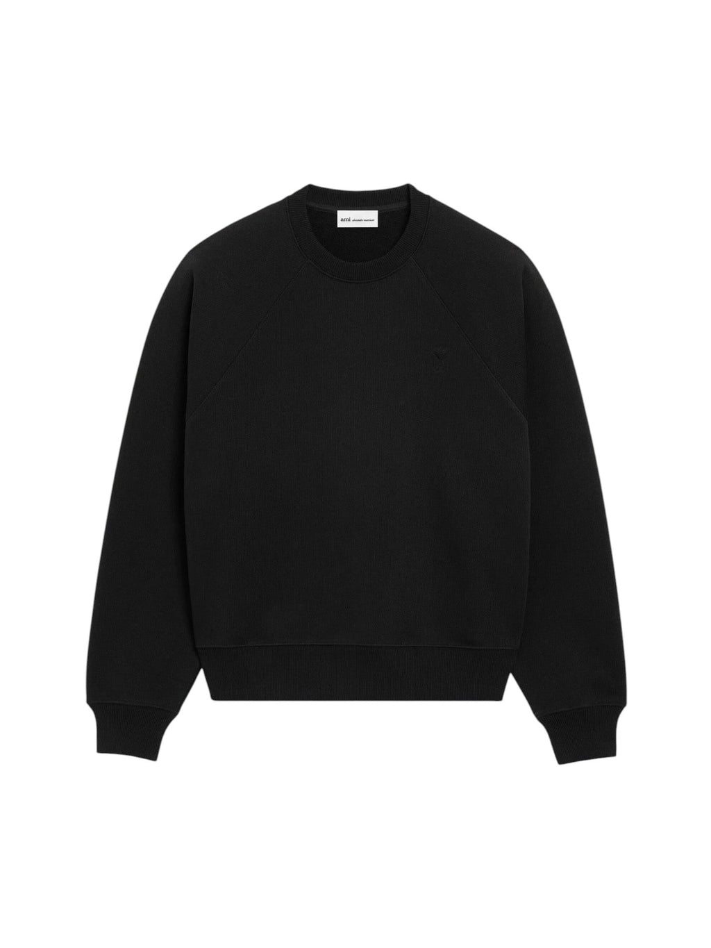 AMI PARIS BLACK COTTON SWEATSHIRT WITH EMBOSSED AMI DE COEUR